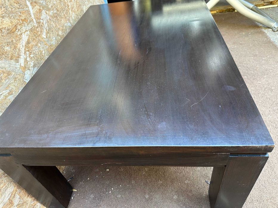 Masuta de cafea din lemn masiv neagra din stejar; Masa cu blat 120x75