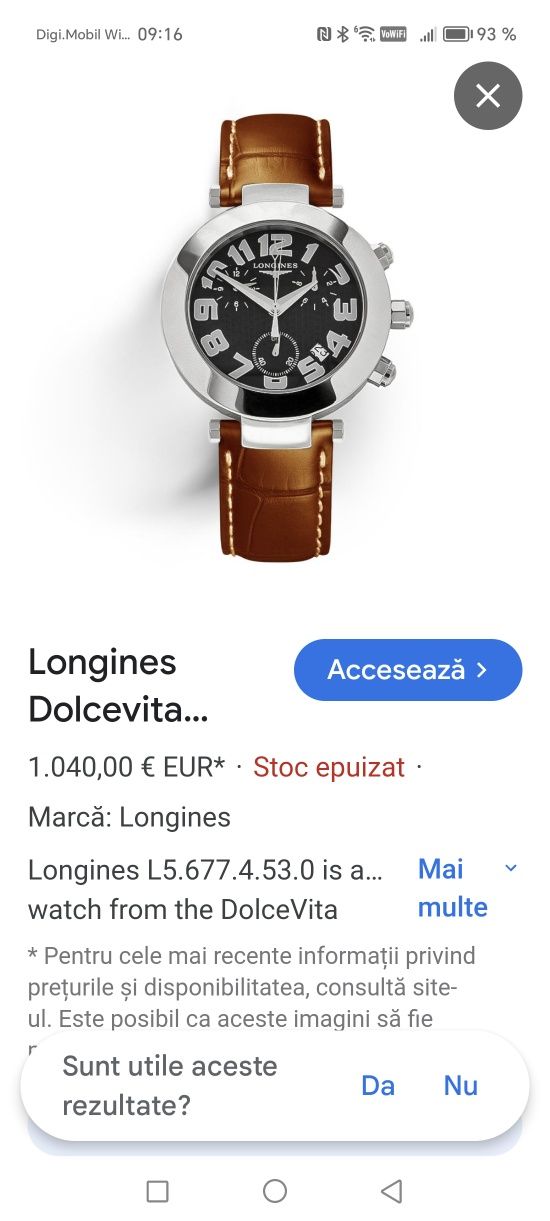 Ceas Longines Dolce Vita Chronograph - 38 mm - Quartz