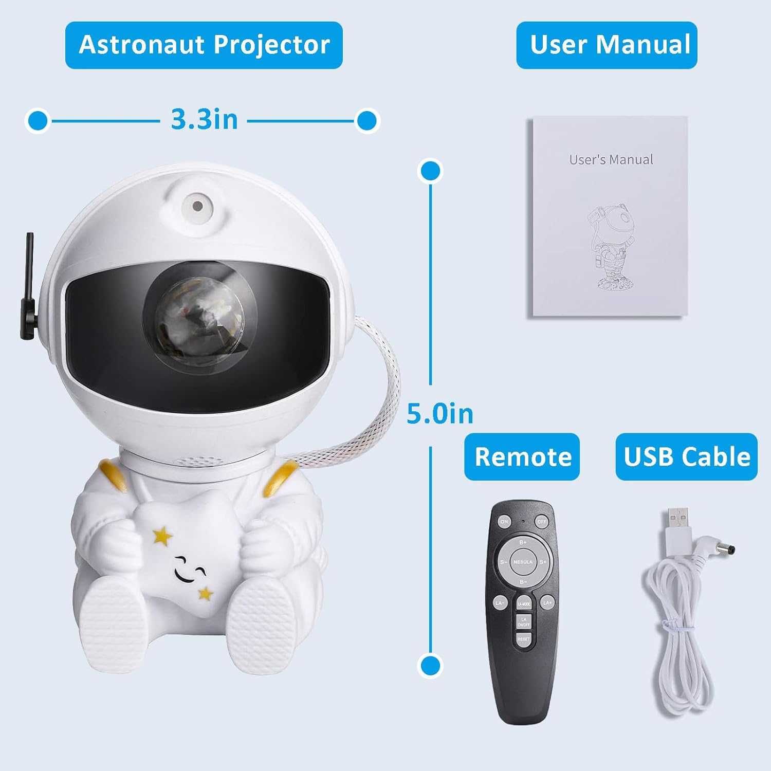 Звезден LED проектор астронавт Nebula Spaceman Light, дистанционно
