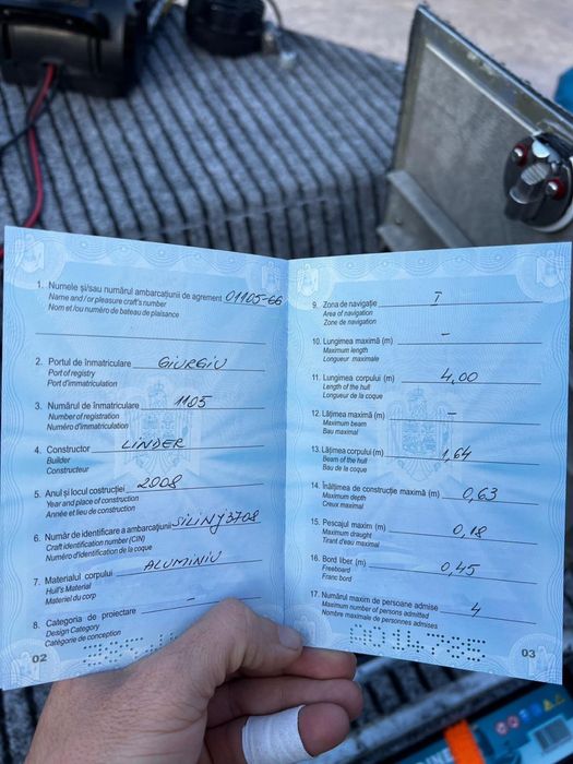 Barcă Linder înmatriculata