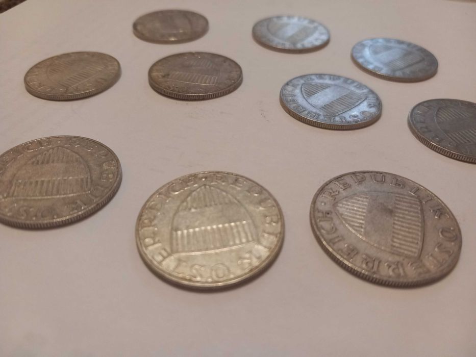 Lot 10 monede Argint 10 Schilling Austria 1958