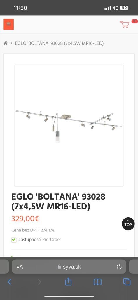 Spoturi pe sina Eglo Boltana 93028, 7x4,5W LED, Nichel