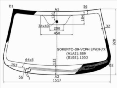 Стекло лобовое с обогревом щеток  Kia Sorento