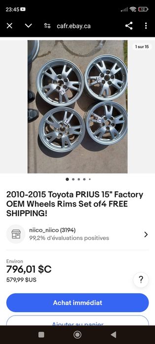 Алуминиеви джанти 15 със зимни гуми  за Toyota Prius,Celica 195/65 R15