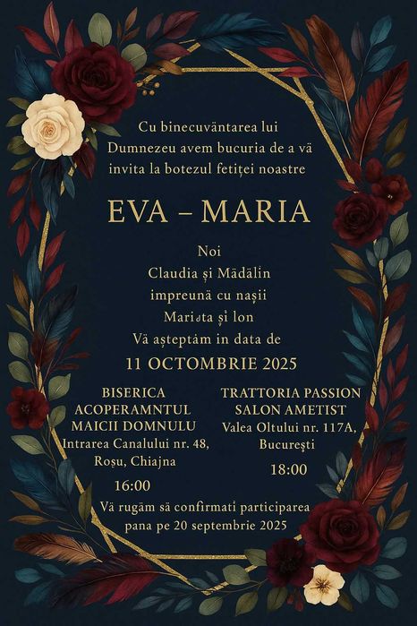 Invitatii nunta/botez/cununie civila/zile de nastere