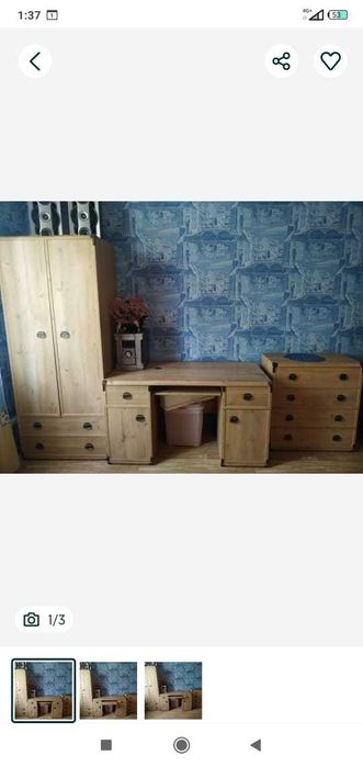 Мебель для спальни(Шкаф,Стол двух тумбов. и подст.для компа, Комод)б/у