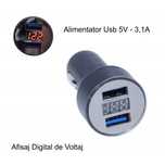 incarcator voltmetru-ampermetru cu 2 porturi usb -3,1 ah