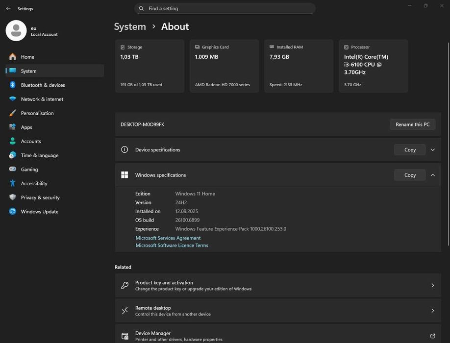 HP EliteDesk 705 G3 A8 9600 Lenovo M800 DDR4 8GB  SSD 128 HDD 1TB