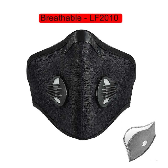 Masca ciclism, protectie respiratorie PM2.5 neagra cu supapa