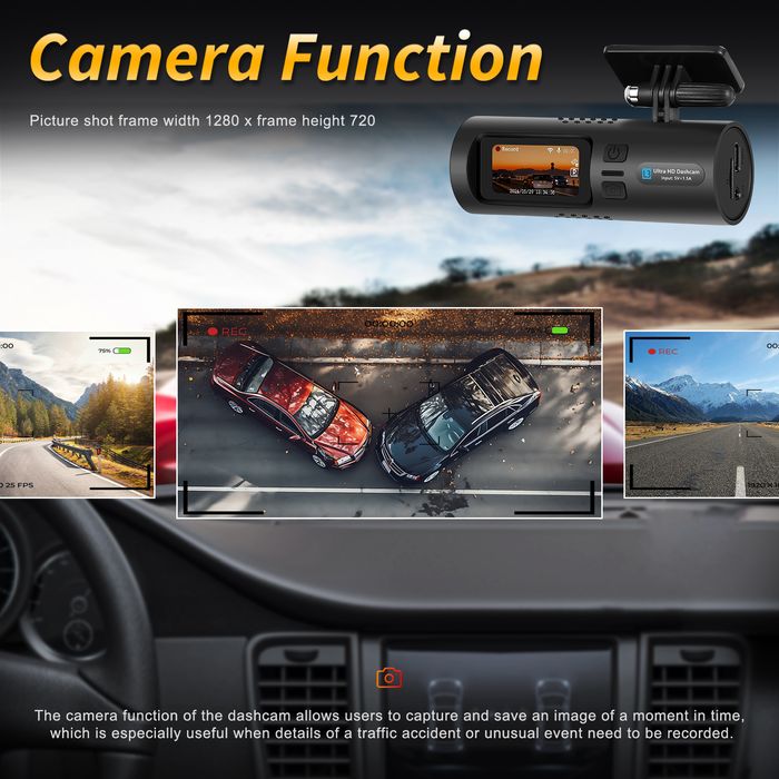 Camera auto DVR QHD 2k, cu Wi-Fi, 2048 x 1080P, Unghi de 150*