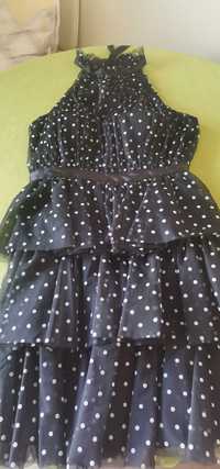 Дамска рокля Lipsy Black White Spot Tiered Mini Dress