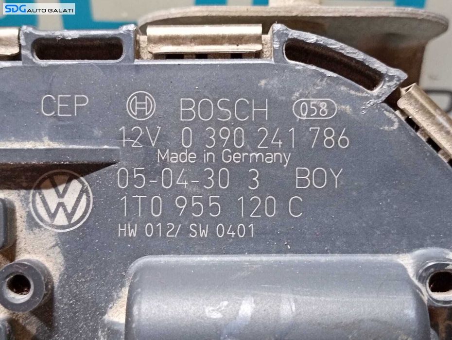 Ansamblu Motoras cu Brat Brate Stergator Stergator Dreapta Fata Parbriz Volkswagen Touran 2003 - 2010 Cod 1T0955120C 0390241786 1T0955024E 3397020666 [M6224]