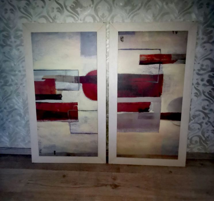 Картина от две части абстрактно изкуство RED 1  Verbeek-Van Den Broek