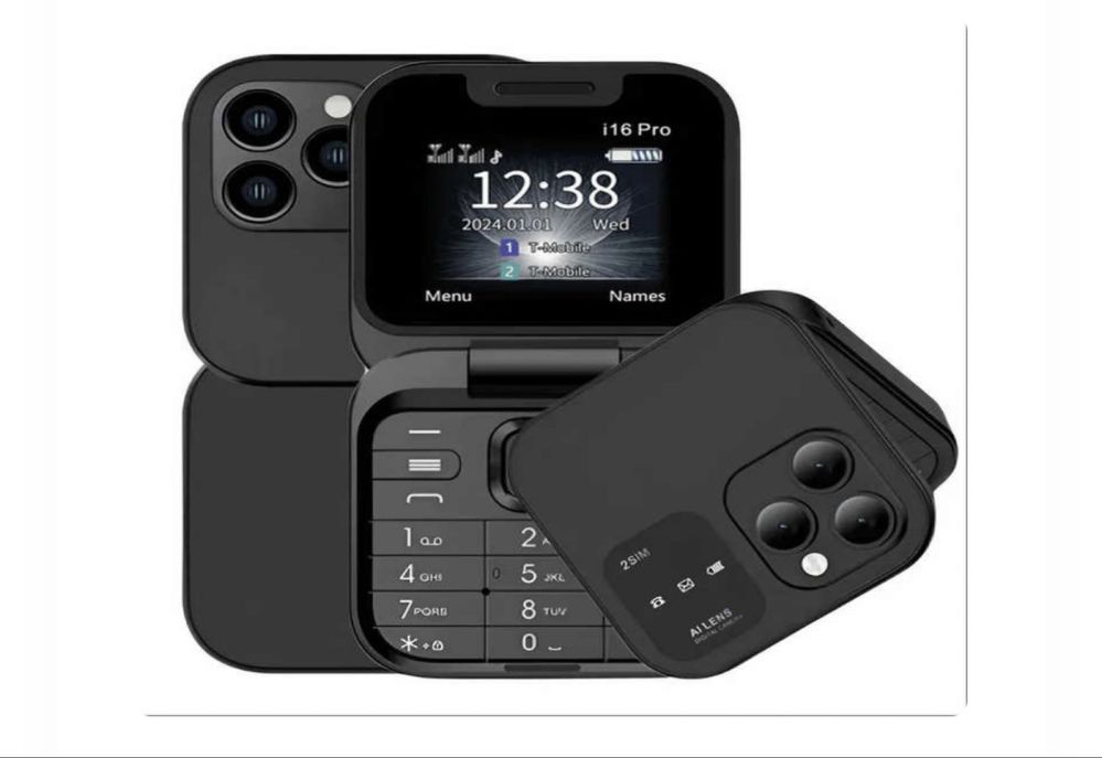 Сгъваем мобилен телефон i16 Pro – 2 SIM, камера, фенерче, FM радио