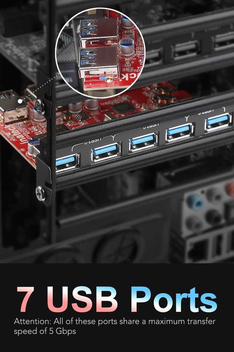 USB expansion card Inateck KTU3FR-5O2U PCIe USB 3.0 cu 7 porturi