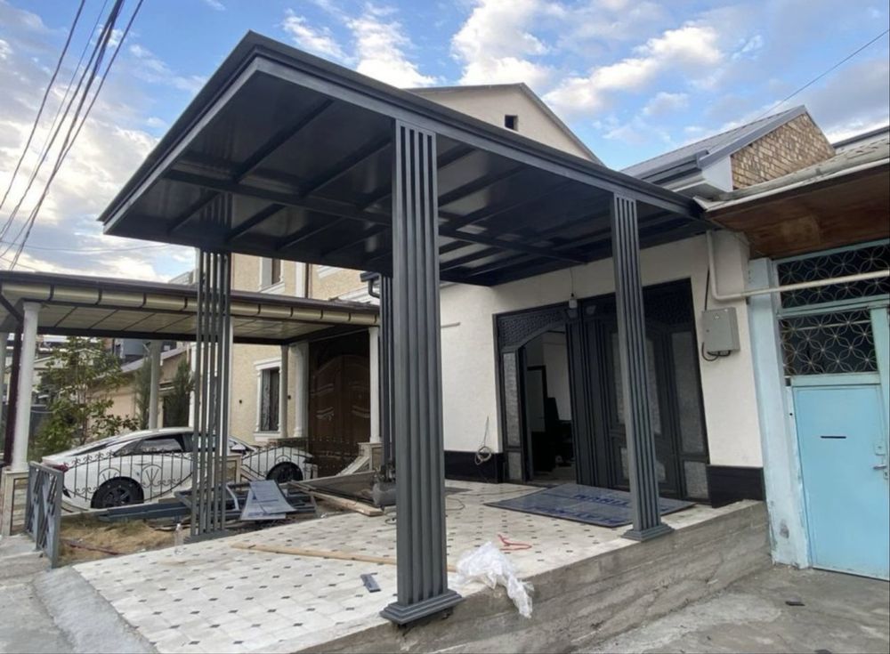 Дарвоза навес решётка перила огрождения ковка лексан металлаконструкци