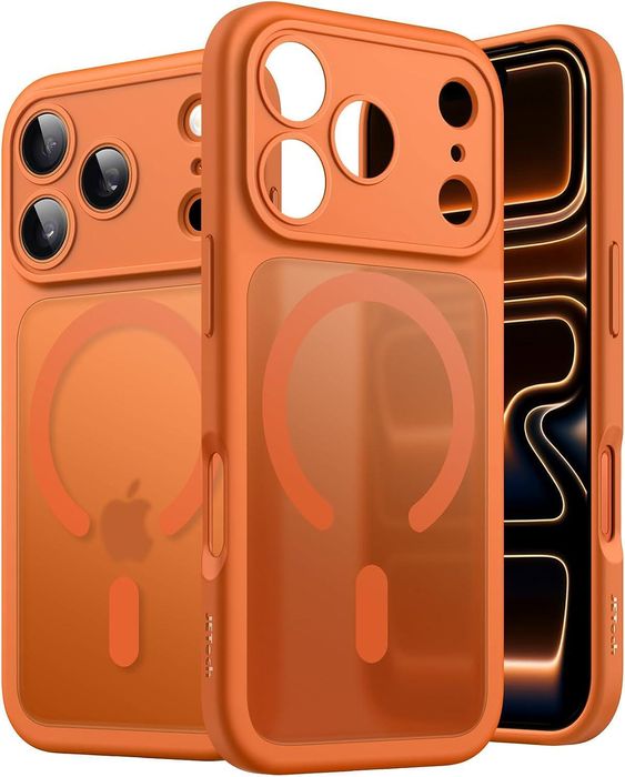 Матов magsafe кейс за apple iphone 17 pro - оранжев