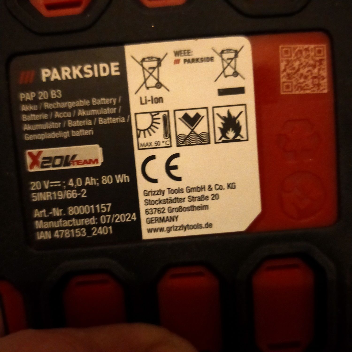 Ъглошлайф 20v Parcksidе с зарядно и батерия