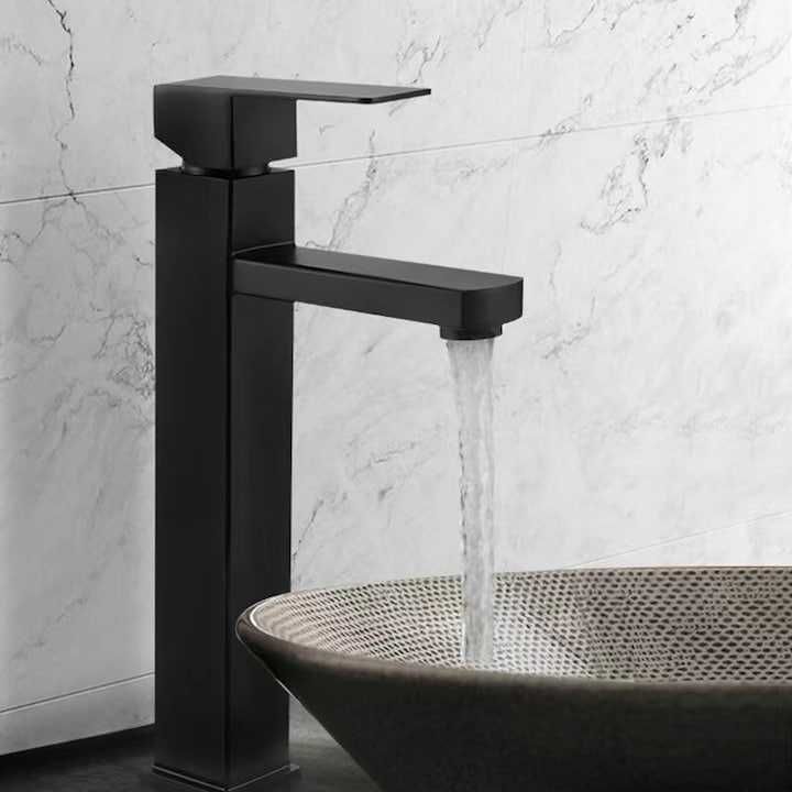 Baterie Chiuveta Baie,Otel inoxidabil,Racorduri Incluse,Negru Mat30 cm