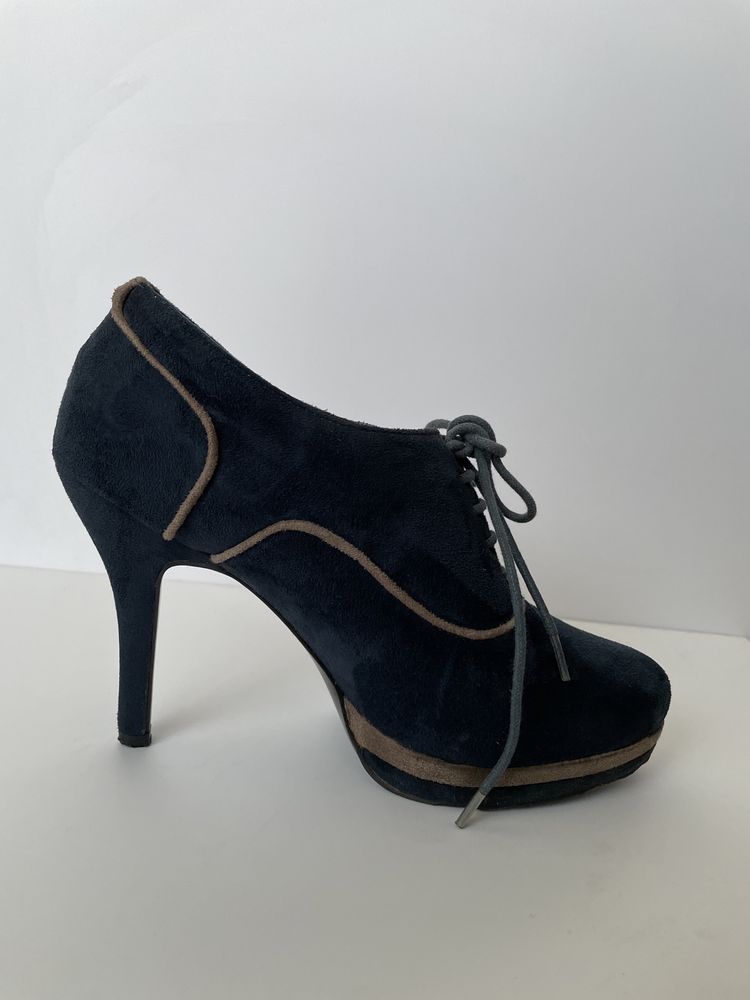 Botine Bleumarin cu Siret, Comode, Toc Cui, 39