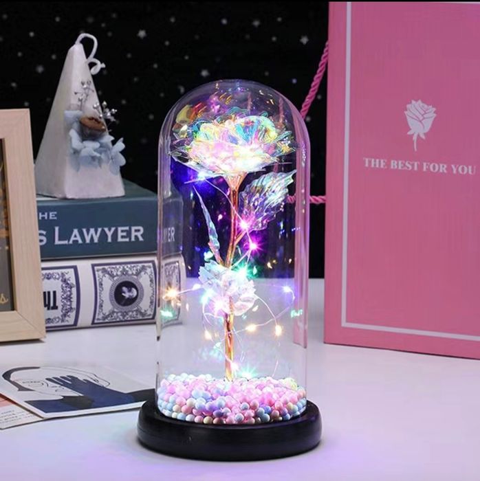 Светящаяся подарочная роза, декор