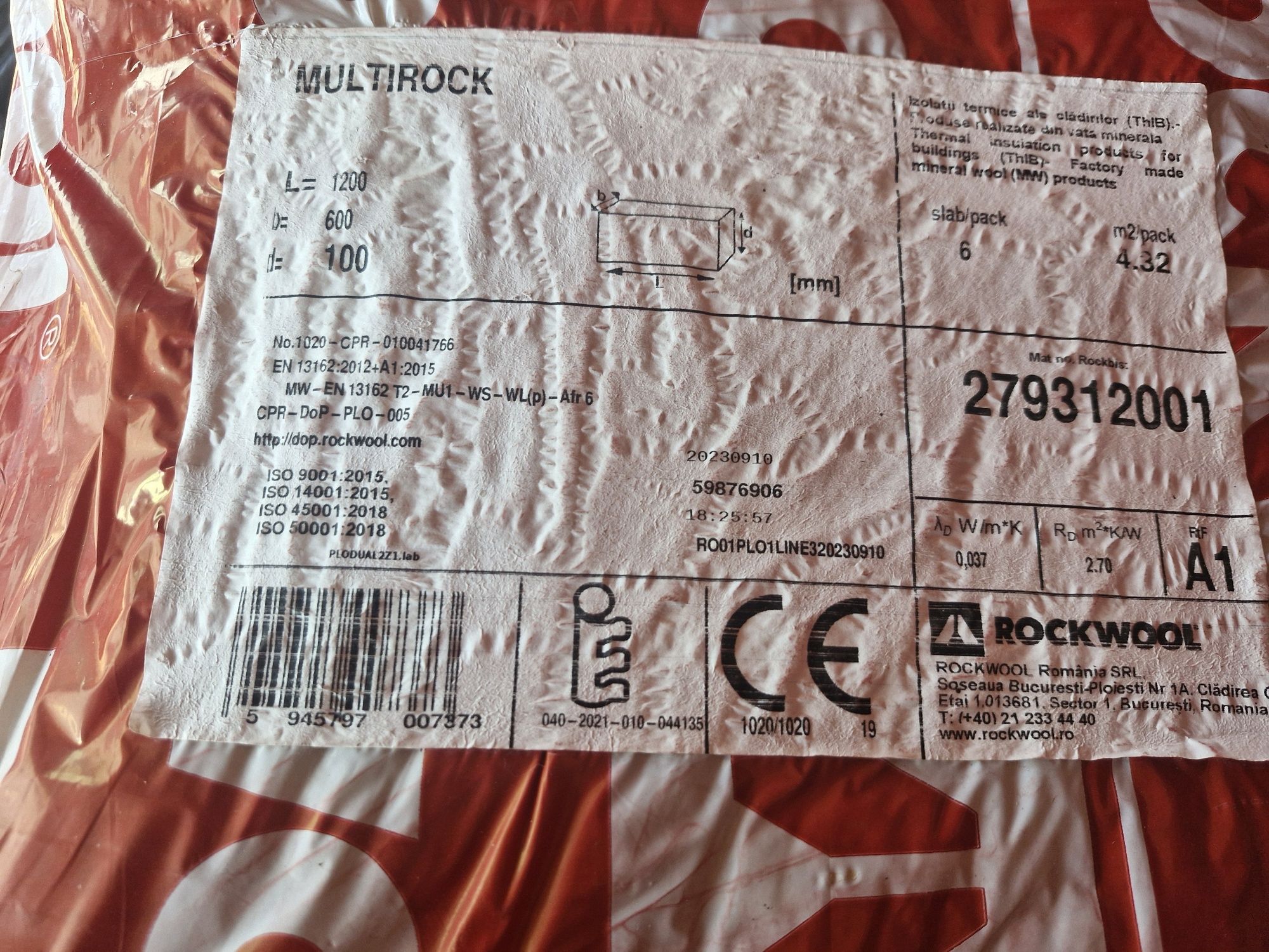 Vand 3 baxuri vată bazaltică Rockwool