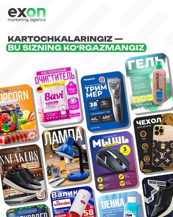 Marketpleyslar uchun kartochka dizayni,kreativ infografik tayyorlanadi