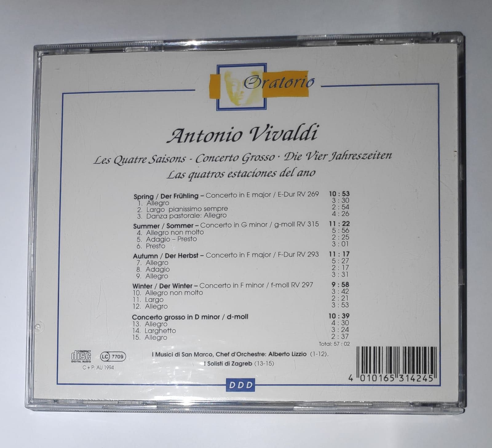 Antonio Vivaldi-Les Quatre Saisons, Album complet CD muzica