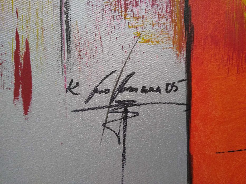 Модернистична картина/триптих/акрил в/у платно/немска художничка/2005