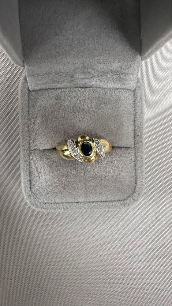 Inel aur 18 k safir diamante