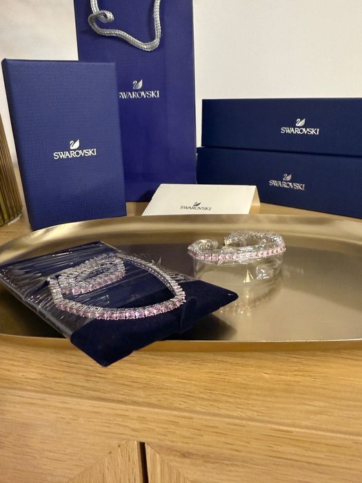 Set Swarovski Tennis Matrix Roz/ colier+brățară