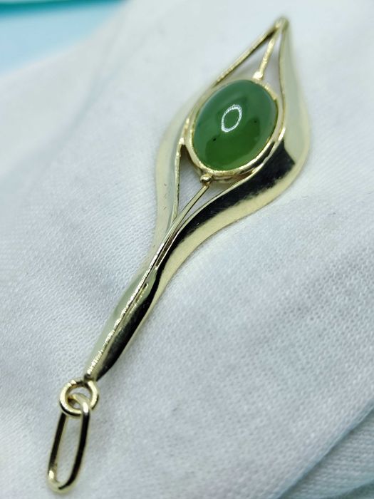 Pandantiv Exclusiv aur 14k cu Jad Jadeit Nephrit Natural