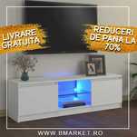 Comodă TV/Suport TV/Masa TV cu lumini LED 120x30x35,5 cm Alb WAKEFIELD