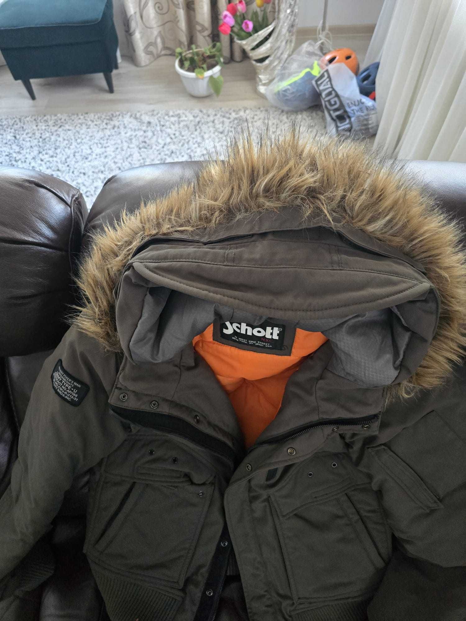 Geacă originală SCHOTT L kaki, geacă originală SUPER DRY L albastră