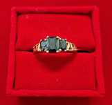 GR51,inel placat aur 18k,model logodna,nou/marcat.zirconii negre