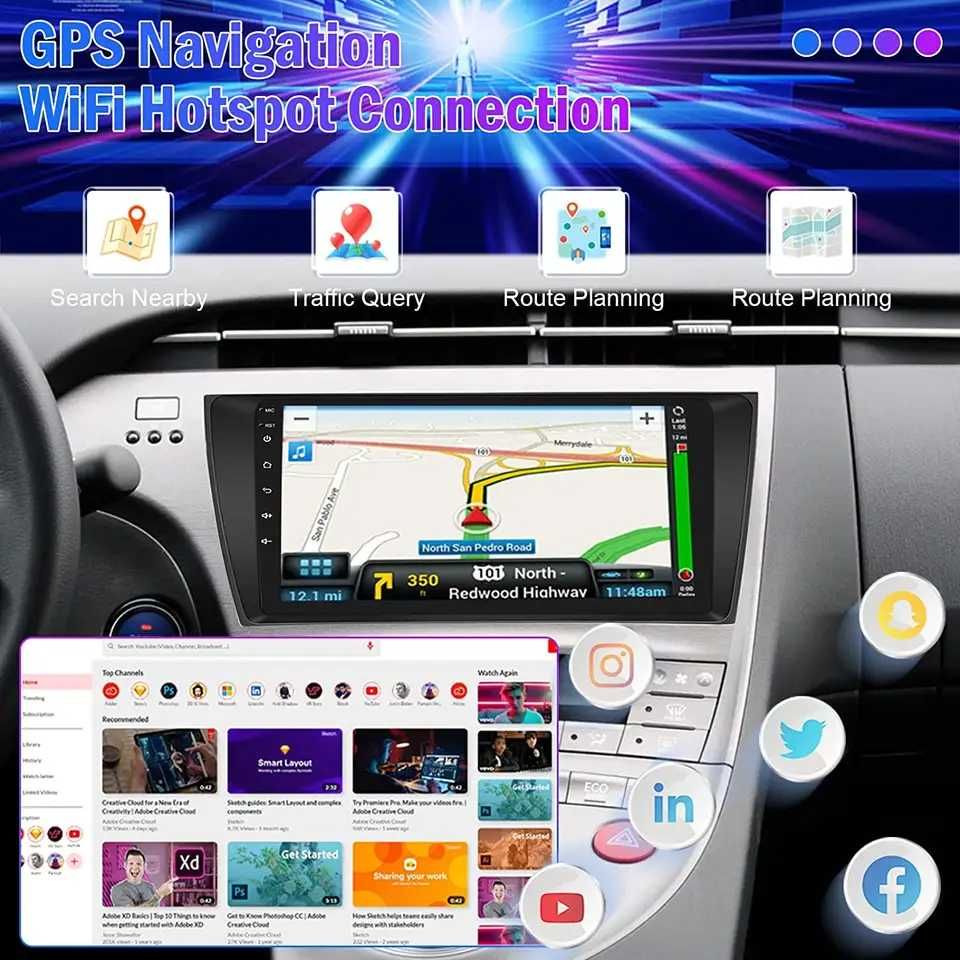 Мултимедия за Toyota PRIUS Двоен дин 2 Навигация плеър радио Android