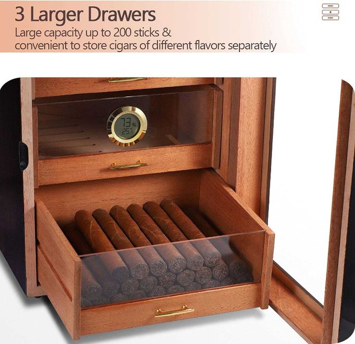 Малък кедров кабинет за до 150 пури със хидрометър и овлажнител