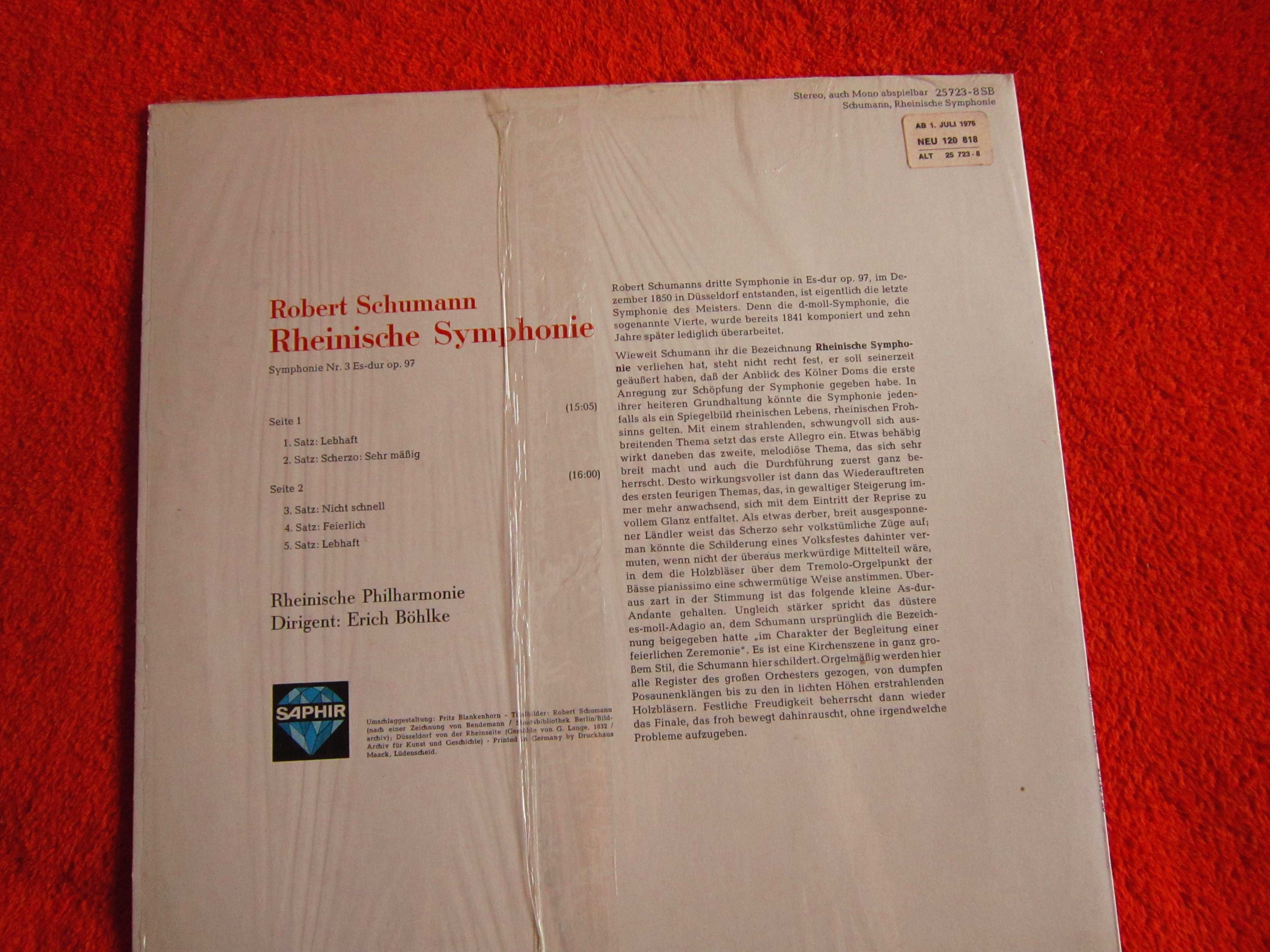 vinil Schumann Simfonía nr3"Renana" Erich Bohlke Germania 1976 nou