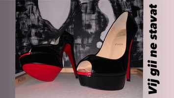 CHRISTIAN LOUBOUTIN ’Very Prive 120’ Kid Calf Leather Red Peep-Toe Pum