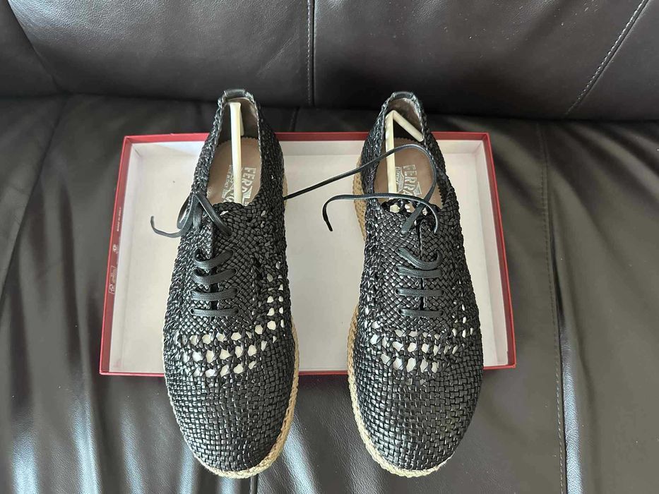 Espadrile Ferragamo Men's Andorra Open-weave Leather Oxfords