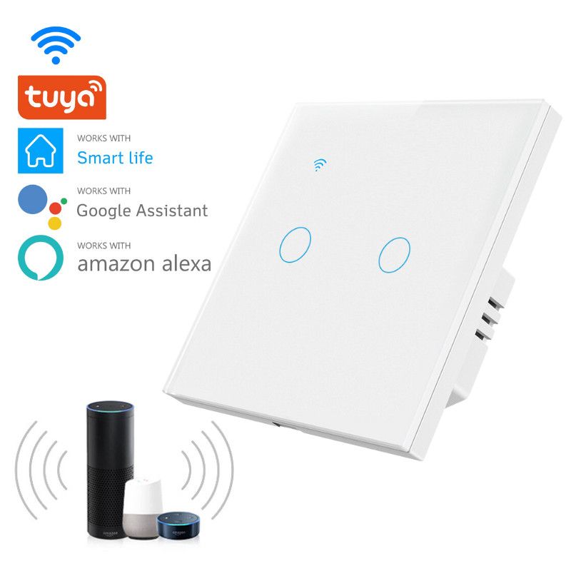 Intrerupator smart touch iUni 2F, Wi-Fi, Sticla securizata, LED