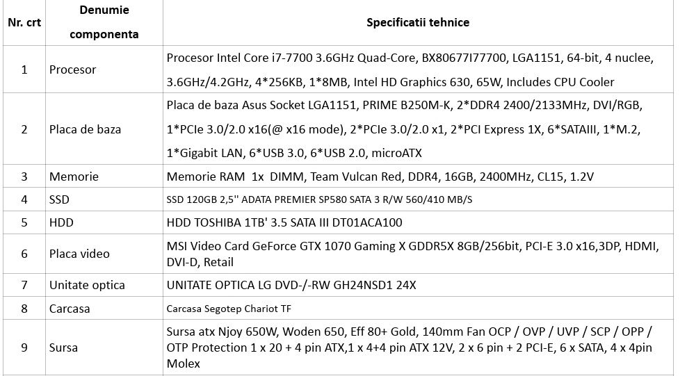Pc gaming i7 7700 GeForce 1070