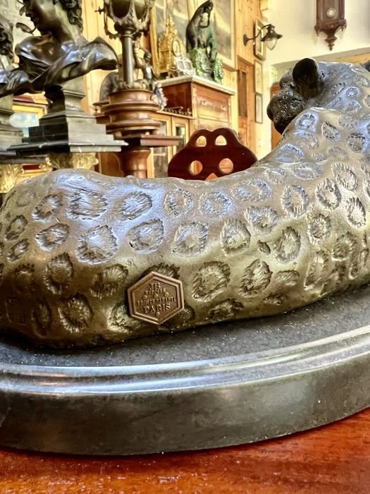 Sculptură Bronz Leopard *** vintage / antic / vechi / retro ***