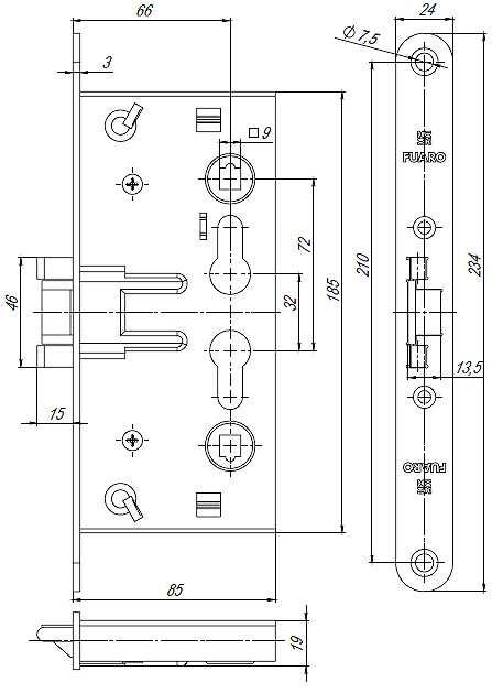 Замок противопожарный FUARO FL-0432