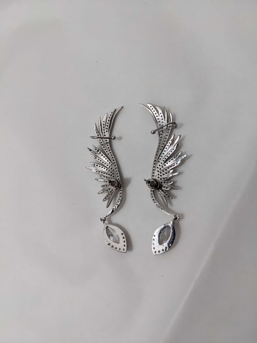 Cercei statement ear cuff cu cristale, prindere dublă, noi