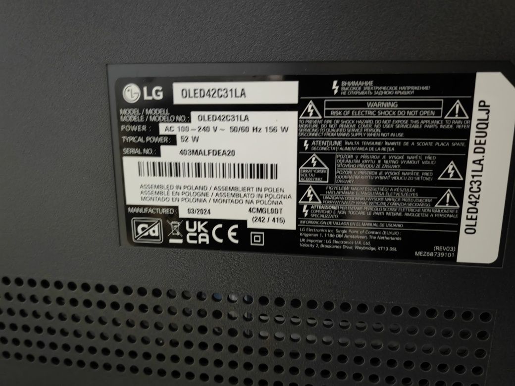 Smart tv 4k LG OLED 42C31LA, C3 , 105 cm, 120 Hz, 2024 Gr.2ani