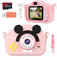 Camera Foto Digitala pentru Copii, Roz, 1080 HD, Rezistenta la Impact