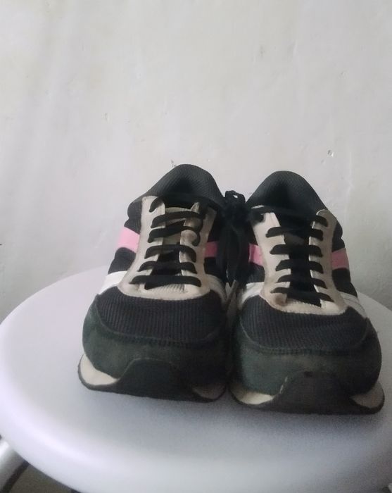 Glissade adidași fete negru cu roz, nr.36, piele naturală și întoarsă