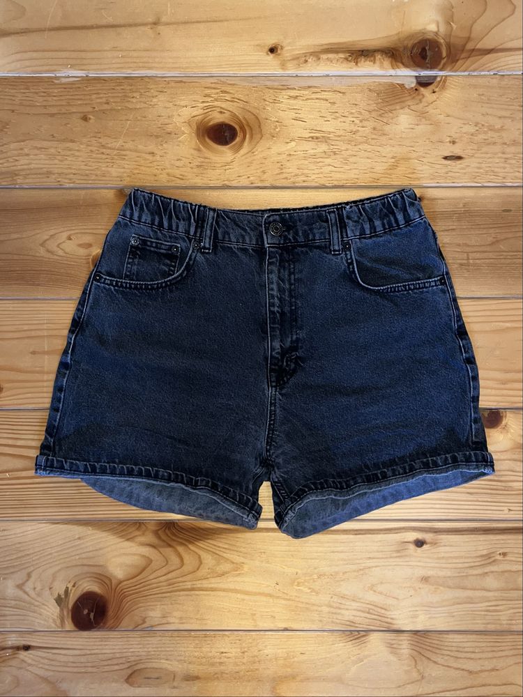 Къси дънкови панталони Pull&Bear, черни