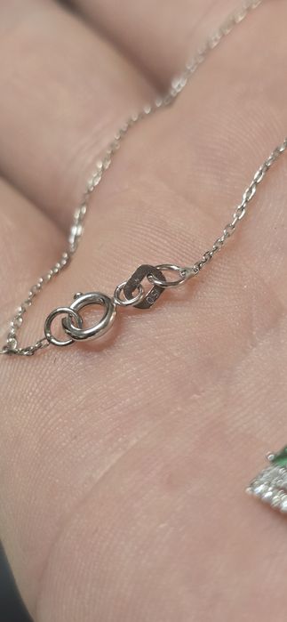 Lant aur 18 k diamante si smarald naturale